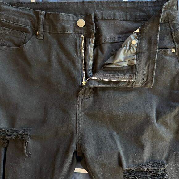 Women's Rocker Size XL Black Distressed Skinny Jeggings - Picture 6 of 11